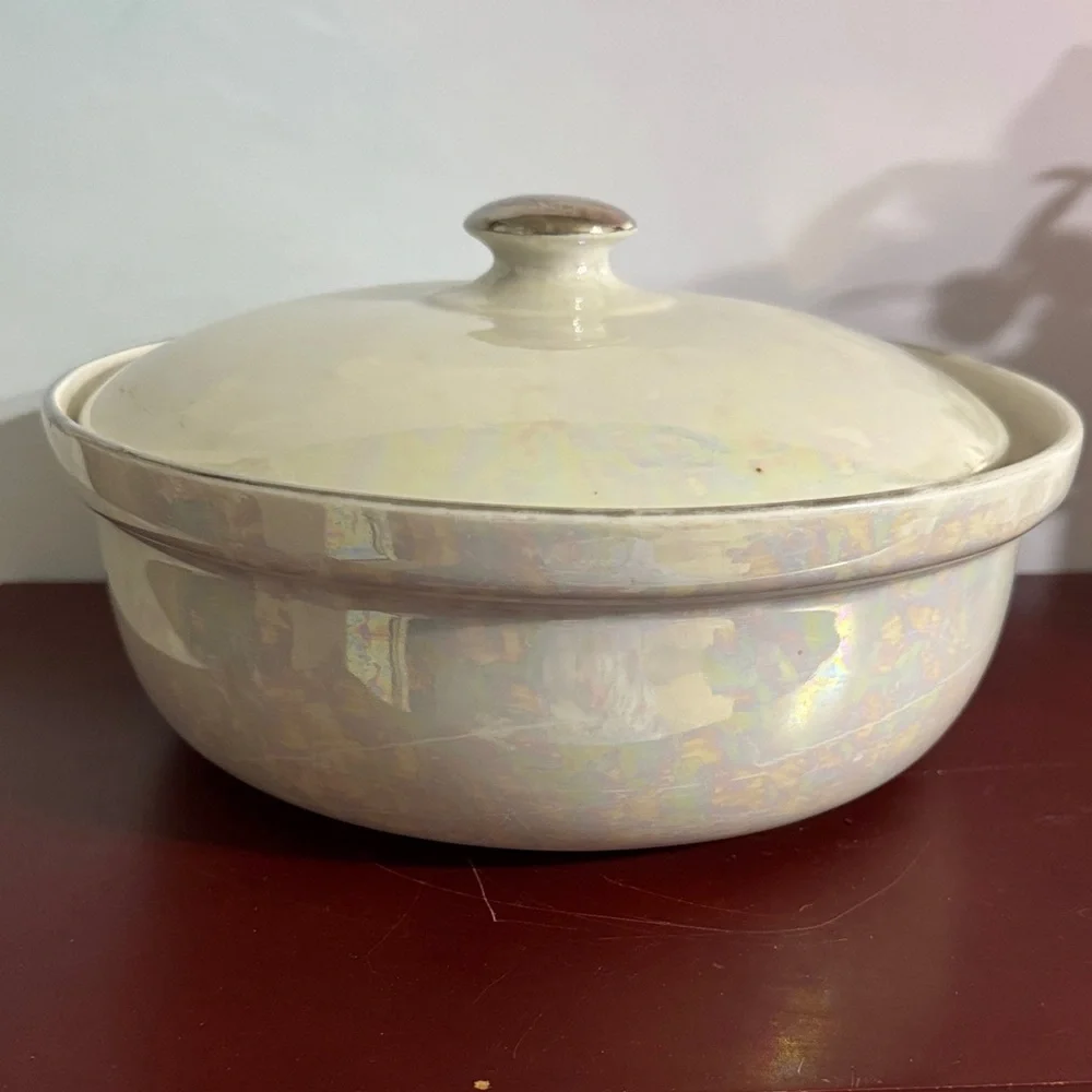 Vintage Royal Rochester Lusterware Casserole Dish: Iridescent Ceramic Ovenware
